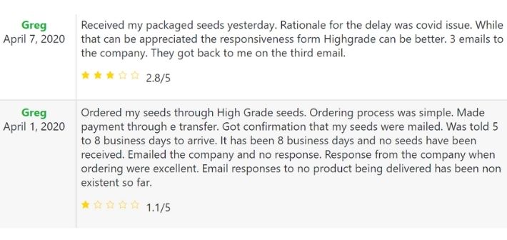 highgrade seeds reviews
