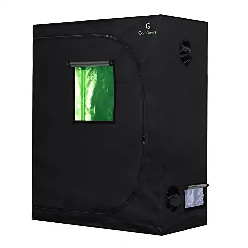 CoolGrows Grow Tent, 48"x24"x60" Mylar Grow Tent with Observation Window and Floor Tray for Indoor Gardening Plant Growing (48"x24"x60")